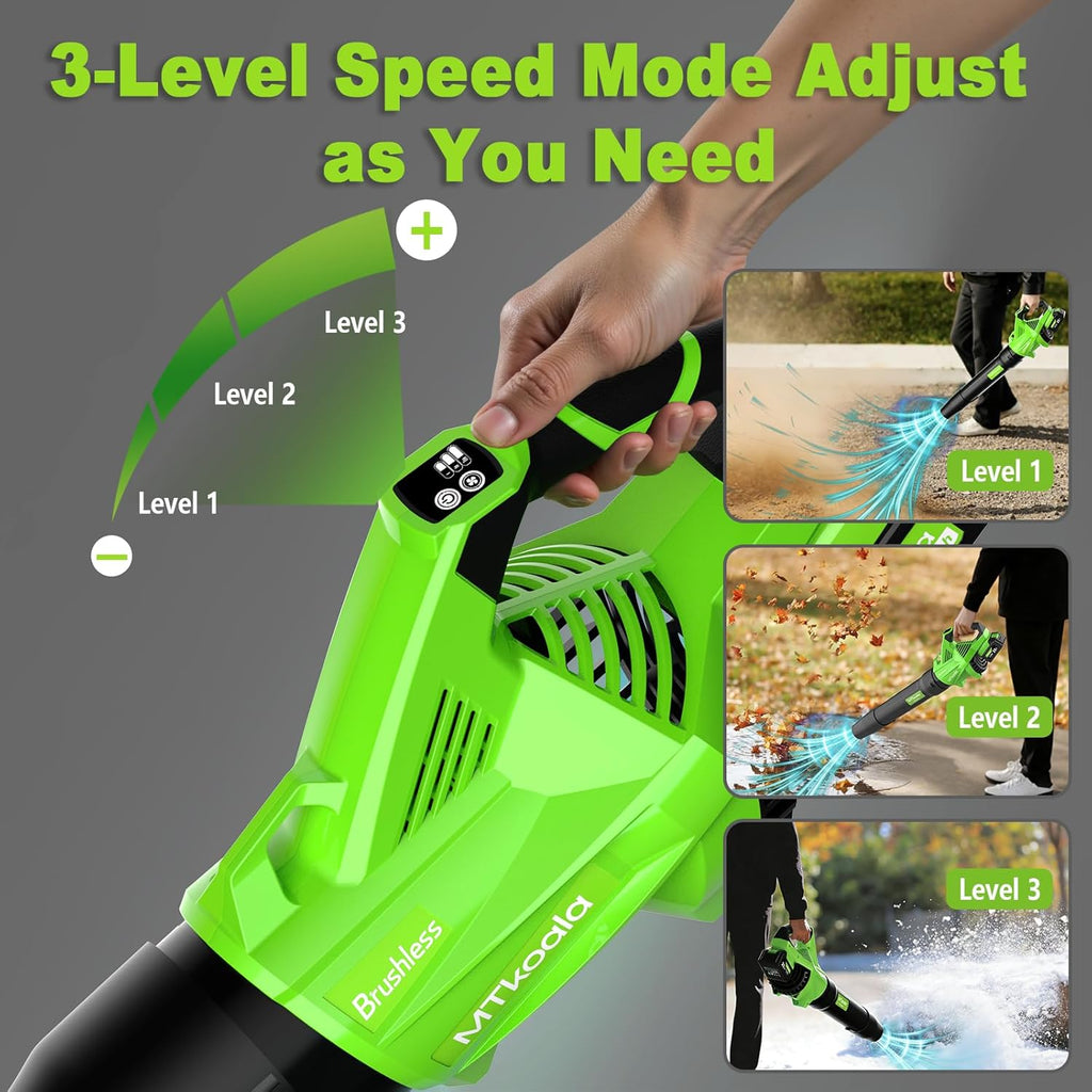 Leaf Blower Cordless, New Upgraded 1200W Brushless Motor Leaf Blower, 700CFM 200MPH with 3 Speed Modes, 160Mins Max