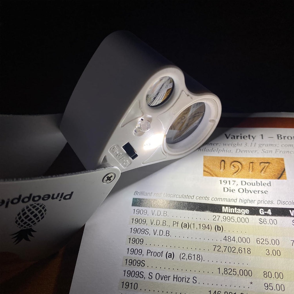 30X 60X Jewelers Loupe Magnifier with Light, Lighted Magnifying Glass Jewelry Loop, Pocket Magnifier for Coins