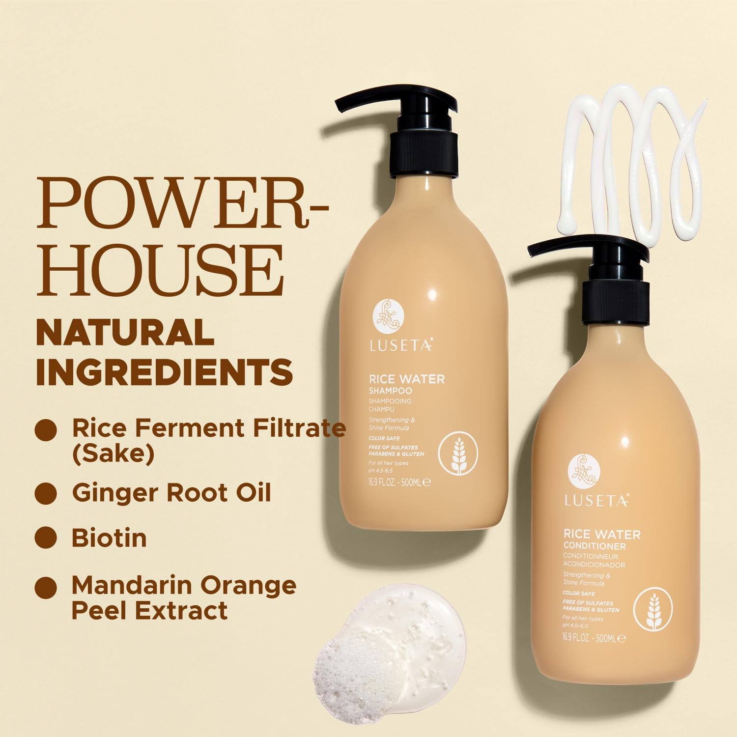 Rice Water Shampoo and conditioner Set Strengthening & Nourishing Revitalizes Shine for All Hair Types Hydrating &