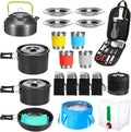42 Pcs Camping Cookware Mess Kit, Non Stick Lightweight Pots Pan Kettle, Collapsible Water Container and Bucket