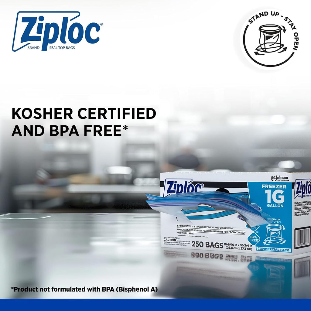 Ziploc Gallon Freezer Bags, Grip n Seal, 250 Count