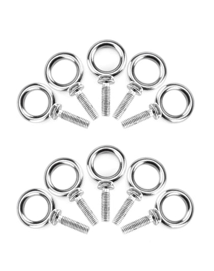 Eye Bolt, 10 Pack 3/8" x 1-1/4" UNC Marine Grade Stainless Steel Lifting Ring Threaded Eyebolts
