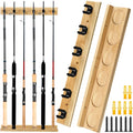Wall Mounted Fishing Rod Holder Wooden Vertical Fishing Rod Rack Fishing Pole Holders for Garage Holds up to 6 Rods