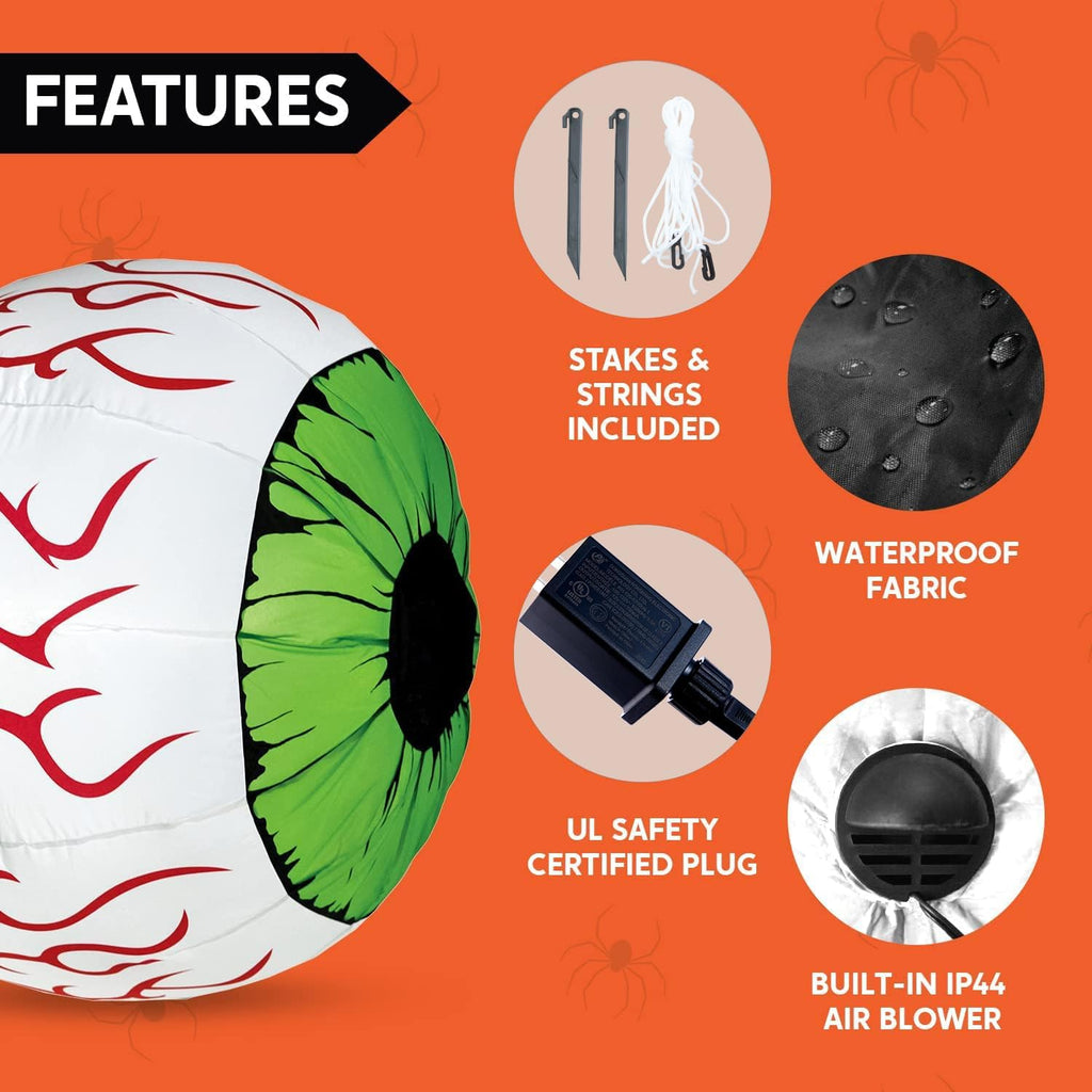2 Pack Halloween Inflatables Large Set of Eyes Decoration Blow Ups Green Eyes for Yard 3 Ft Inflatable Halloween