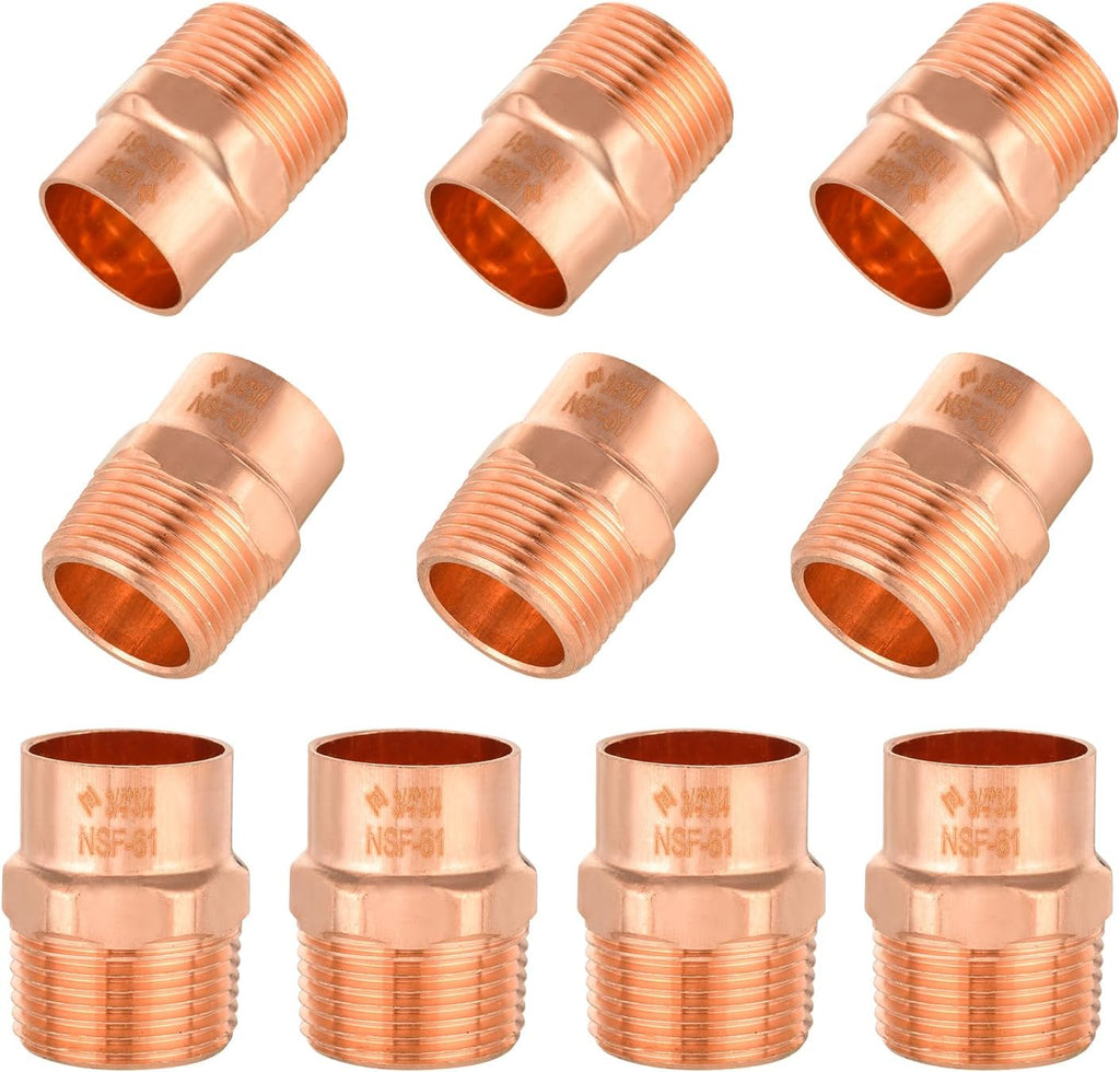 10PACK GUOFIS 3/4" Copper Sweat Male NPT Adapter Fitting(COPPER018-10)