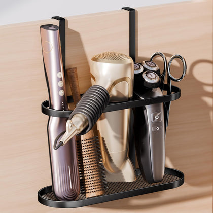 3-in-1 Hair Tool Organizer Holder for Dryer, Straightener & Curling Iron - Multi-Placement Design Mounts on Cabinet