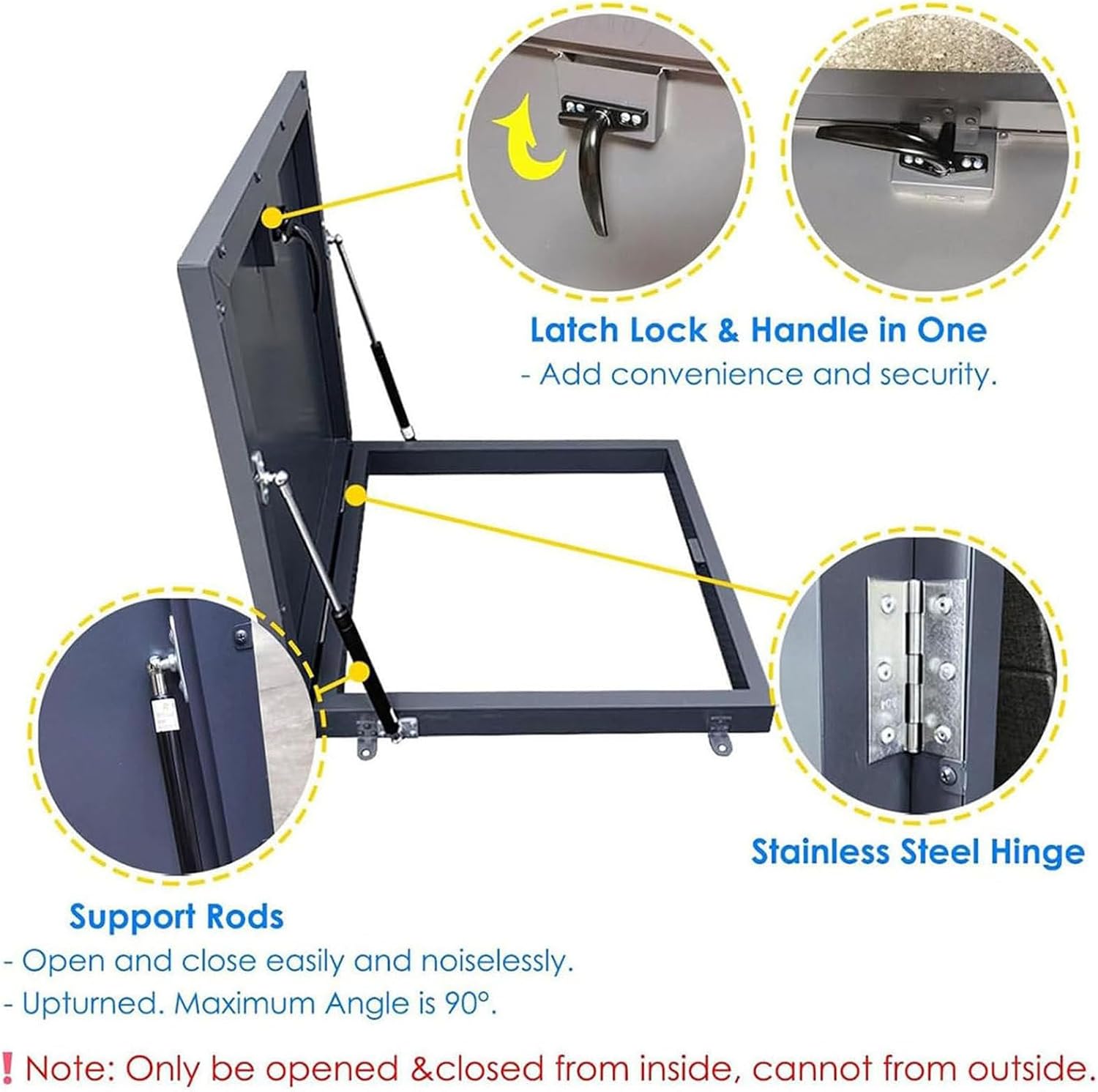 Aluminum Egress Roof Window - Flat Roof Lighting Well with Double-Layer Tempered Glass, Access Hatch for Attic & Sun