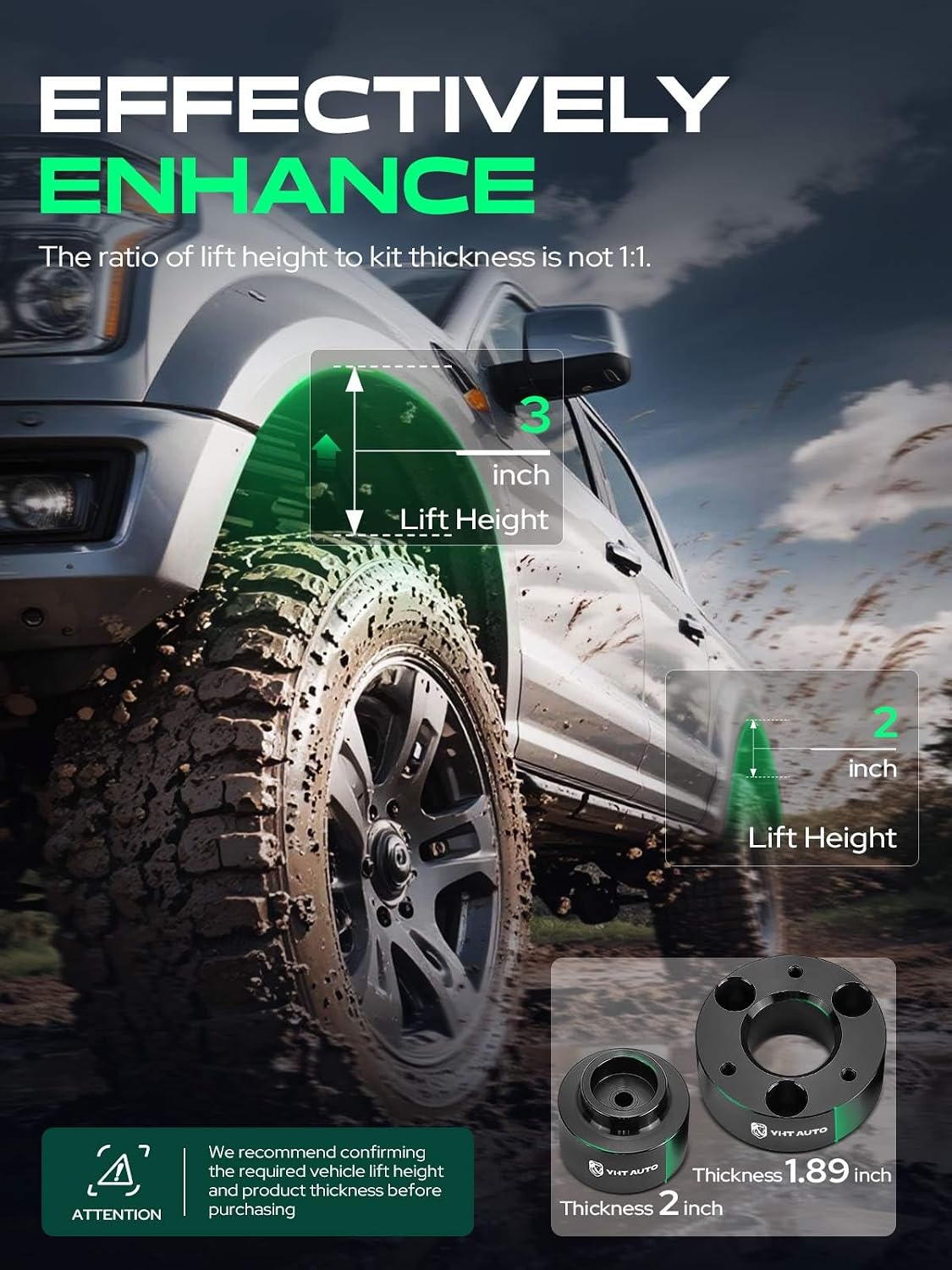 YHTAUTO 3 Inch Front & 2 Inch Rear Leveling Lift Kit for Dodge, Ram