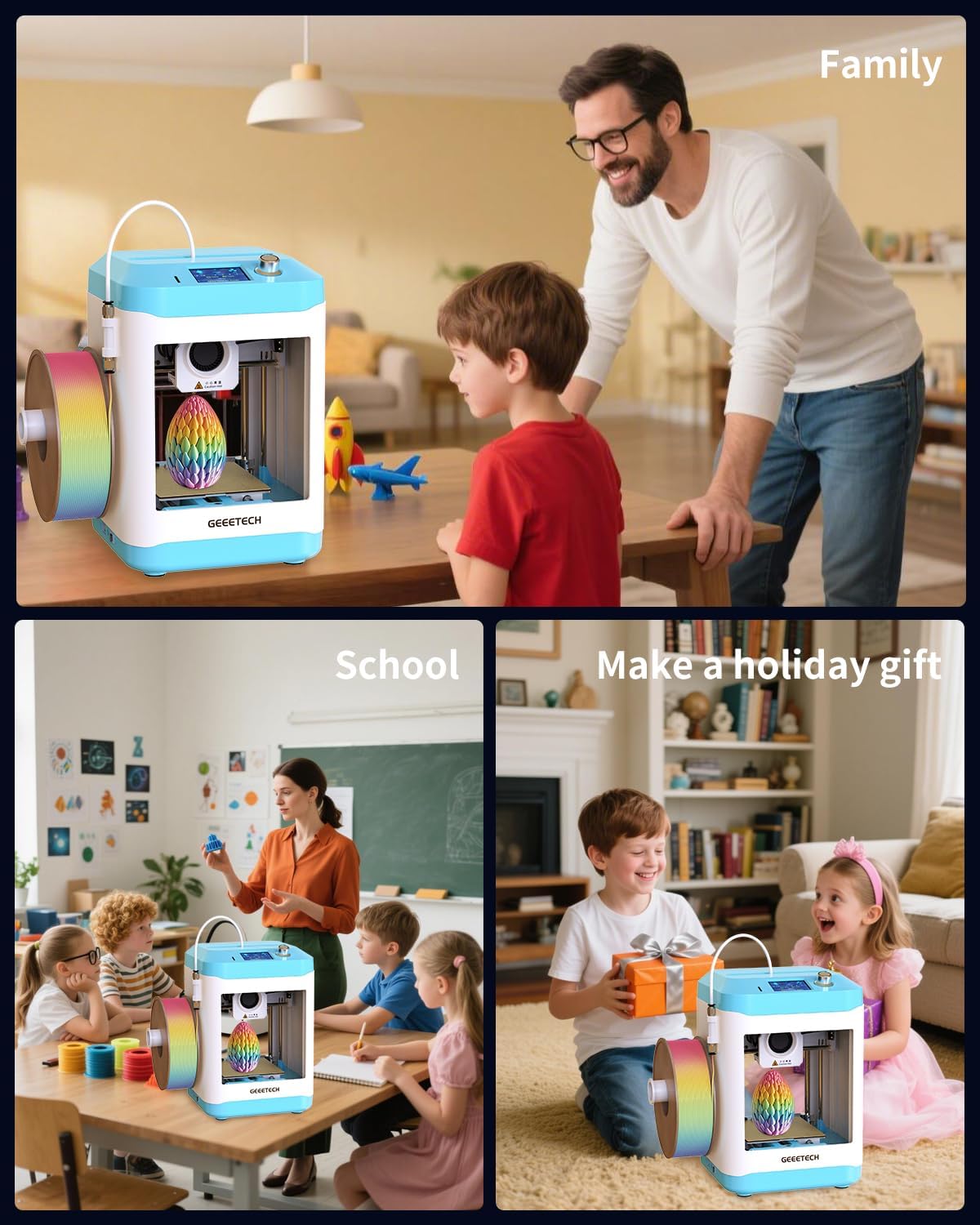 Fully Assembled Mini 3D Printer for Kids & Beginners - Complete Starter Kit with Auto Leveling 3D Printing Machine, 1