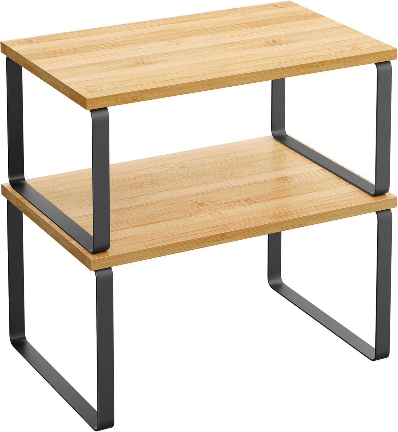 SONGMICS Cabinet Organizer Shelf, Set of 2 Kitchen Counter Shelves, Kitchen Storage, Spice Rack, Stackable