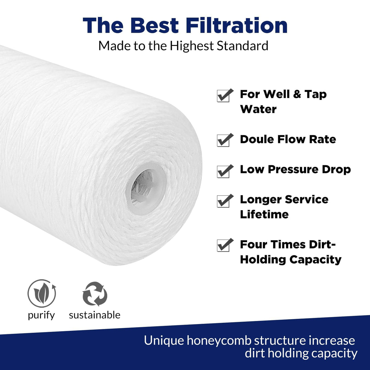Membrane Solutions String Wound Whole House Water Filter Replacement
