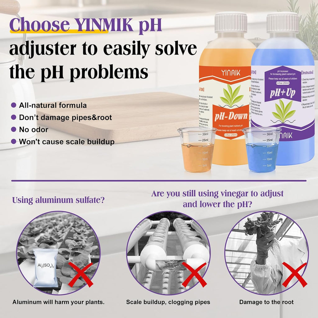 General Hydroponic pH Up Down Liquid, pH Control kit Adjust pH Level | 500ml Premium Buffering Solution for pH