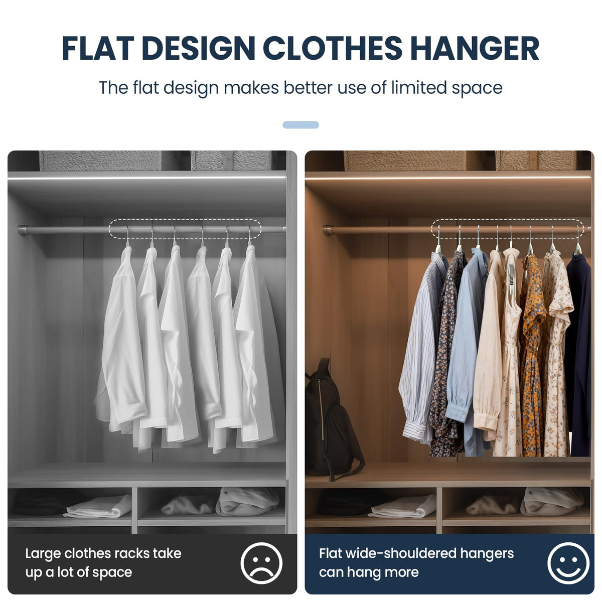 60 Pack Plastic Clothes Hangers, Space-Saving, Non-Slip