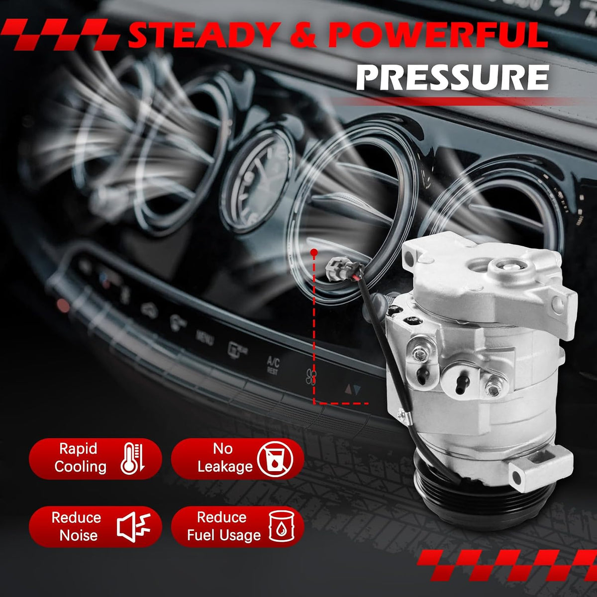 A/C Compressor with Clutch Fit for Escalade Silverado Suburban Tahoe GMC Sierra Yukon, 4.8L 5.3L 5.7L 6.0L 6.2L 8.1L, A/C with Clutch Replacement for 89024907 20784066 272531