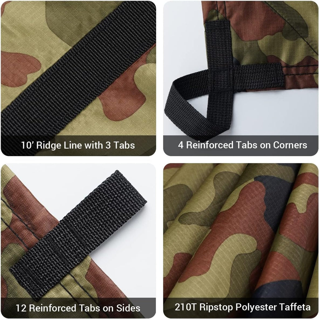 Waterproof Camping Tarp, Lightweight Hammock Rain Fly, UV Protection and PU 3000mm Waterproof Backpacking Tarp, Tent
