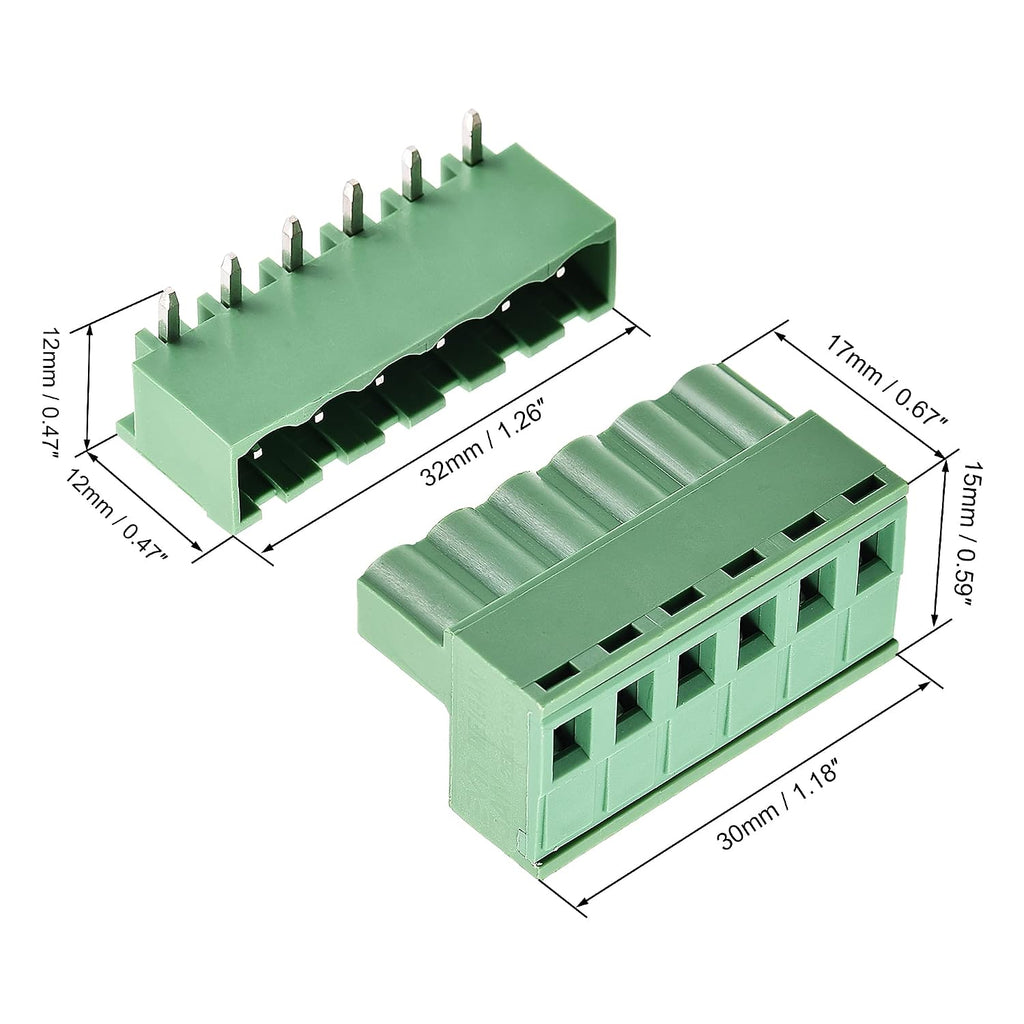 uxcell 6-Pin 5.08mm Pitch Right Angle PCB Screw Terminal Block Connector 5 Sets