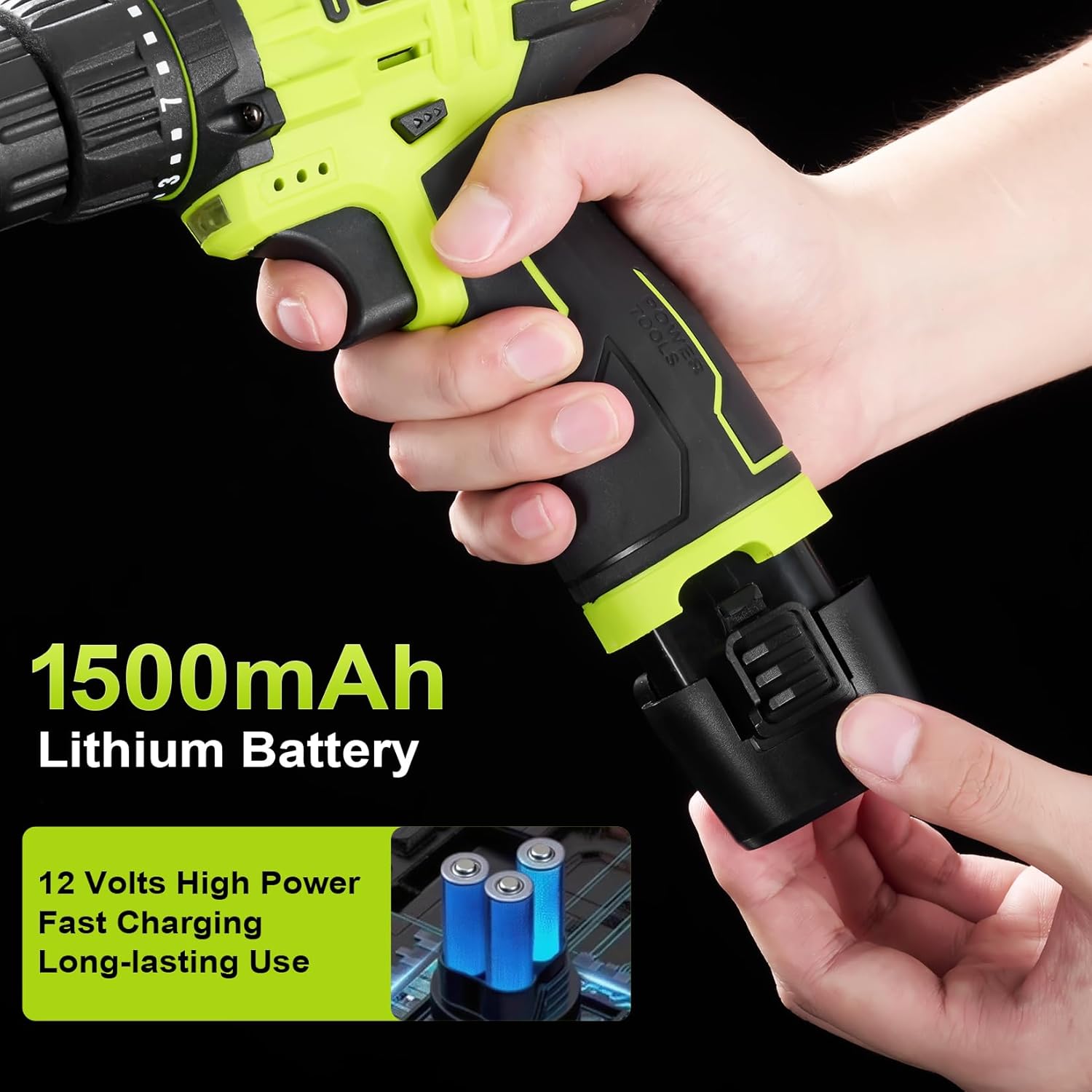 Cordless Drill Tool Set: 12V Power Drill Tool Kit with Battery & Charger, Portable Household Basic Drills Case for