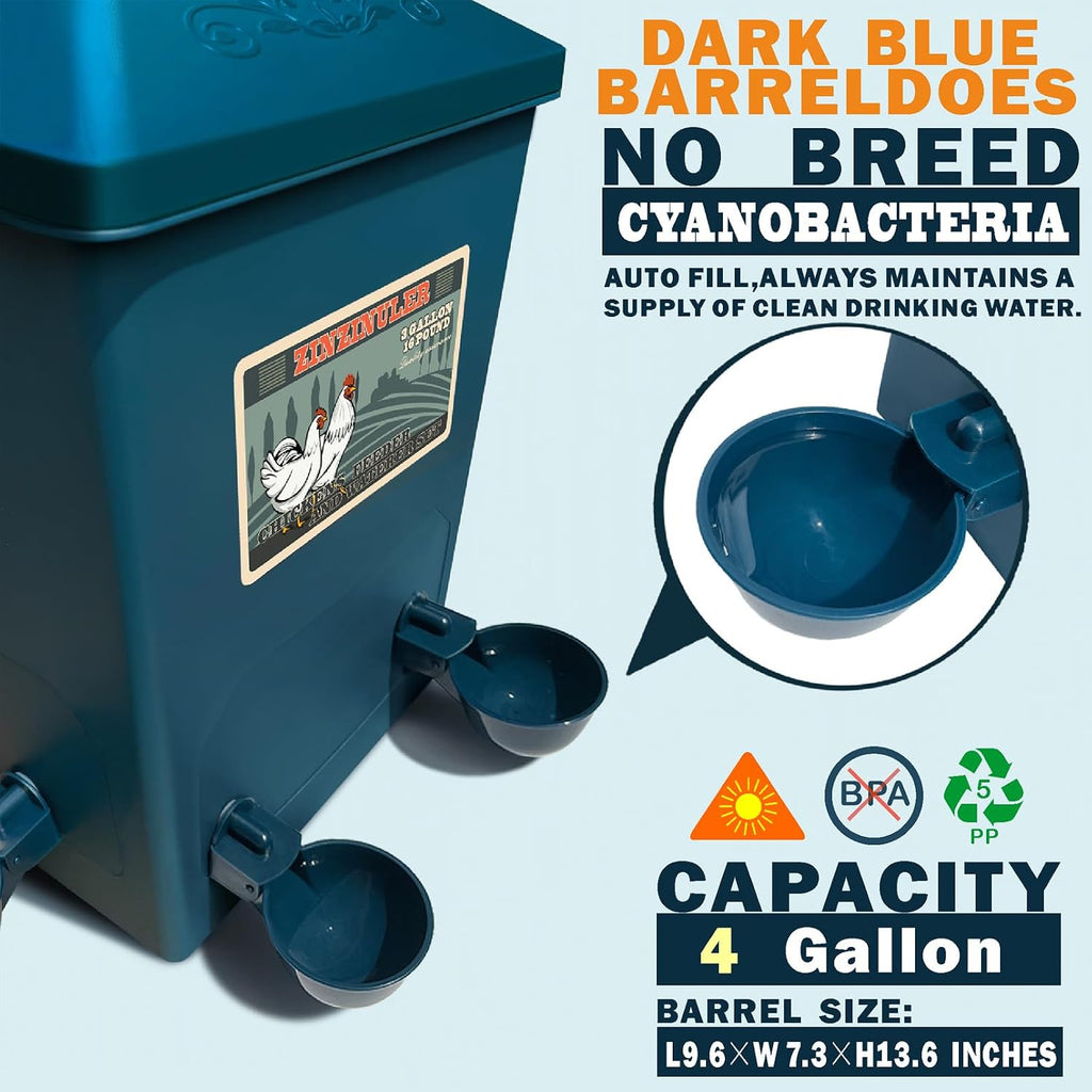 Chicken Waterer with Float Controlled Automatic Set, Chicken Coop Accessories - No Manual Water refilling Needed, 4