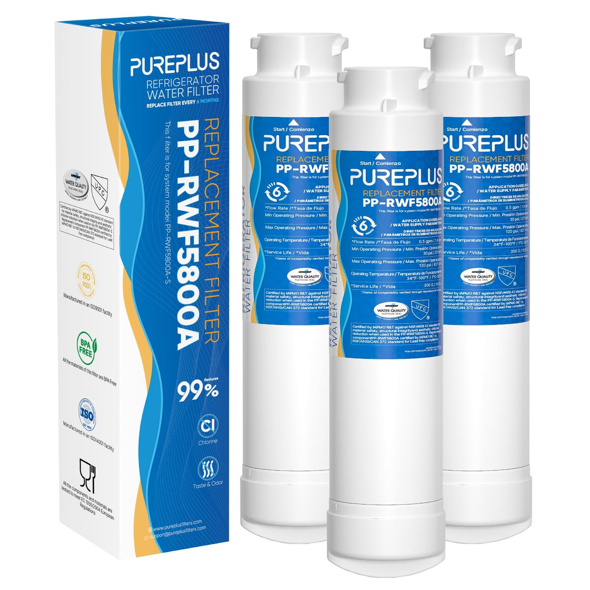 RWF5800A Water Filter Replacement for Frigidaire EPTWFU01, 3 Pack
