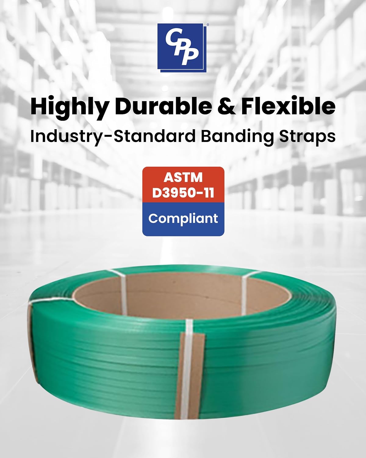 CPP 5/8" x .035" x 4000' Embossed Polyester Strapping for Pallet Banding, Heavy Duty Box Straps, Brick and Lumber