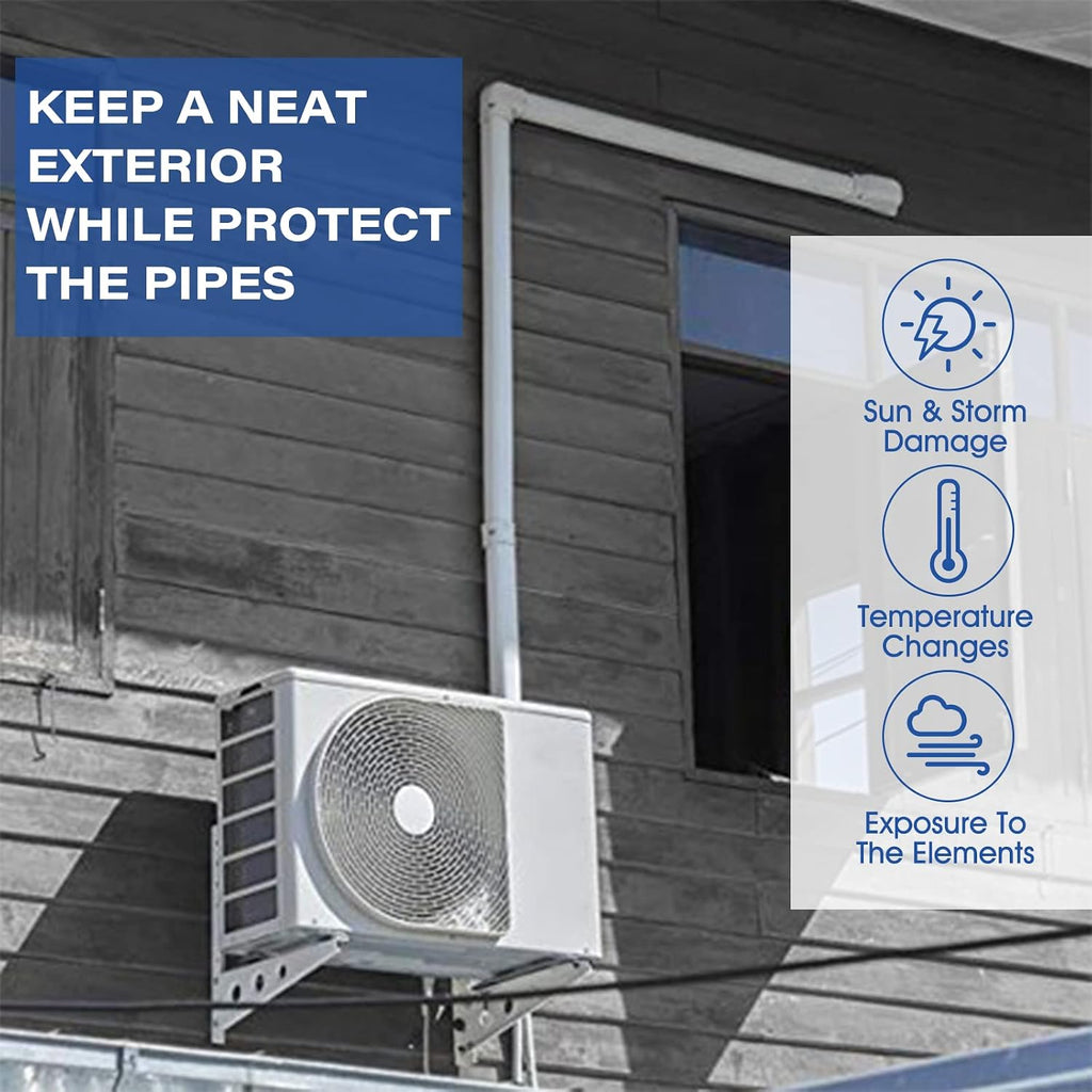 17Ft Mini Split Line Set Cover 5" PVC Line Cover Kit for Mini Split and Central Air Conditioner & Heat Pump(White)