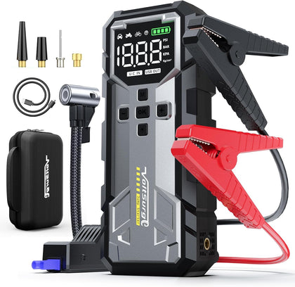 8000A Jump Starter with Air Compressor, 12V Jump Box for Car Battery (All Gas/10.0L Diesel) Portable Jumper Starter