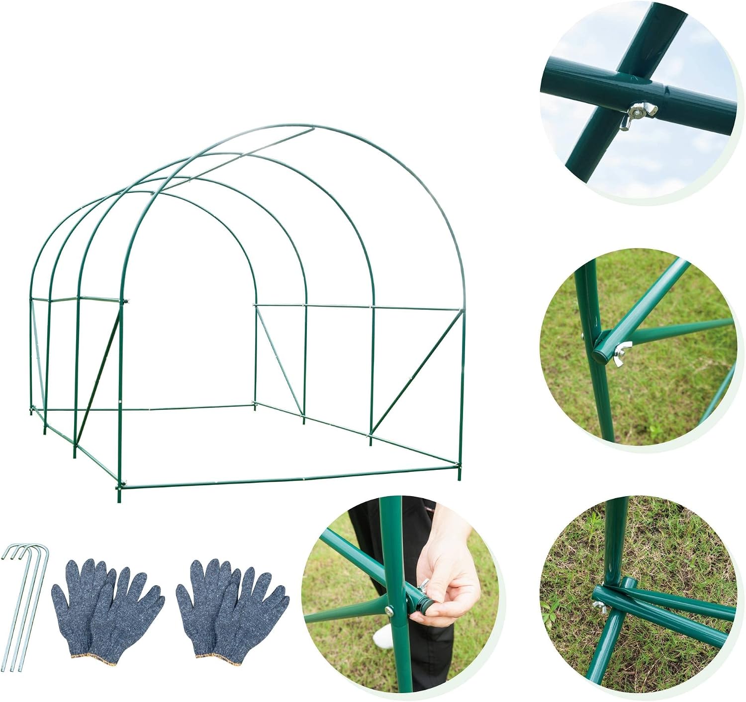 Walk-in Greenhouse Upgraded Green House with Zippered Screen Doors & 6 Screen Windows Heavy Duty Plastic Plant Warm