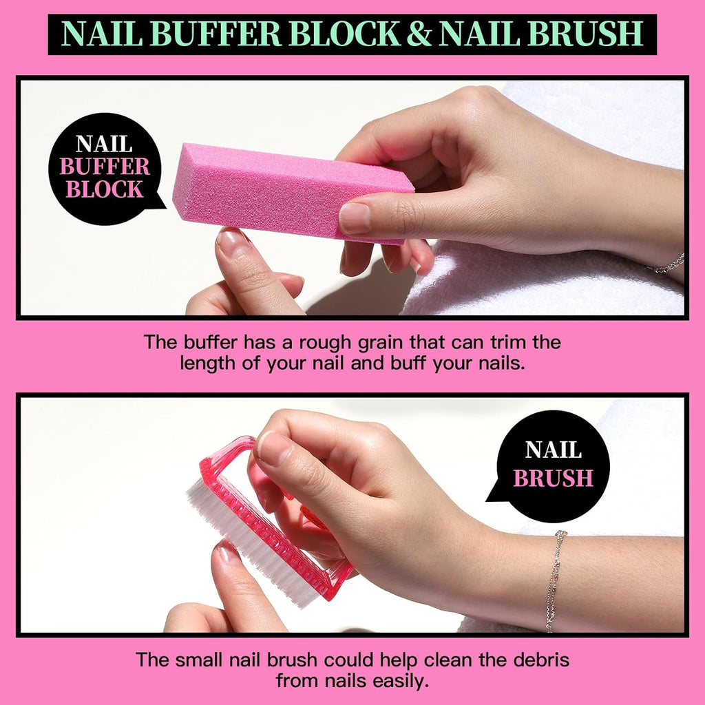 Nail Care Kit, Nail Files 100/180, Nail Buffer Block, Cuticle Nippers, Cuticle Trimmer, Cuticle Pusher, Nail Tools