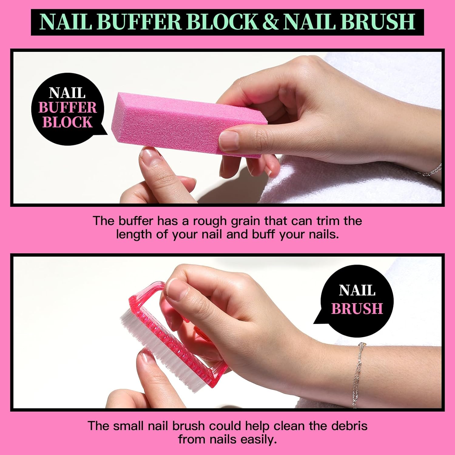 Nail Care Kit, Nail Files 100/180, Nail Buffer Block, Cuticle Nippers, Cuticle Trimmer, Cuticle Pusher, Nail Tools