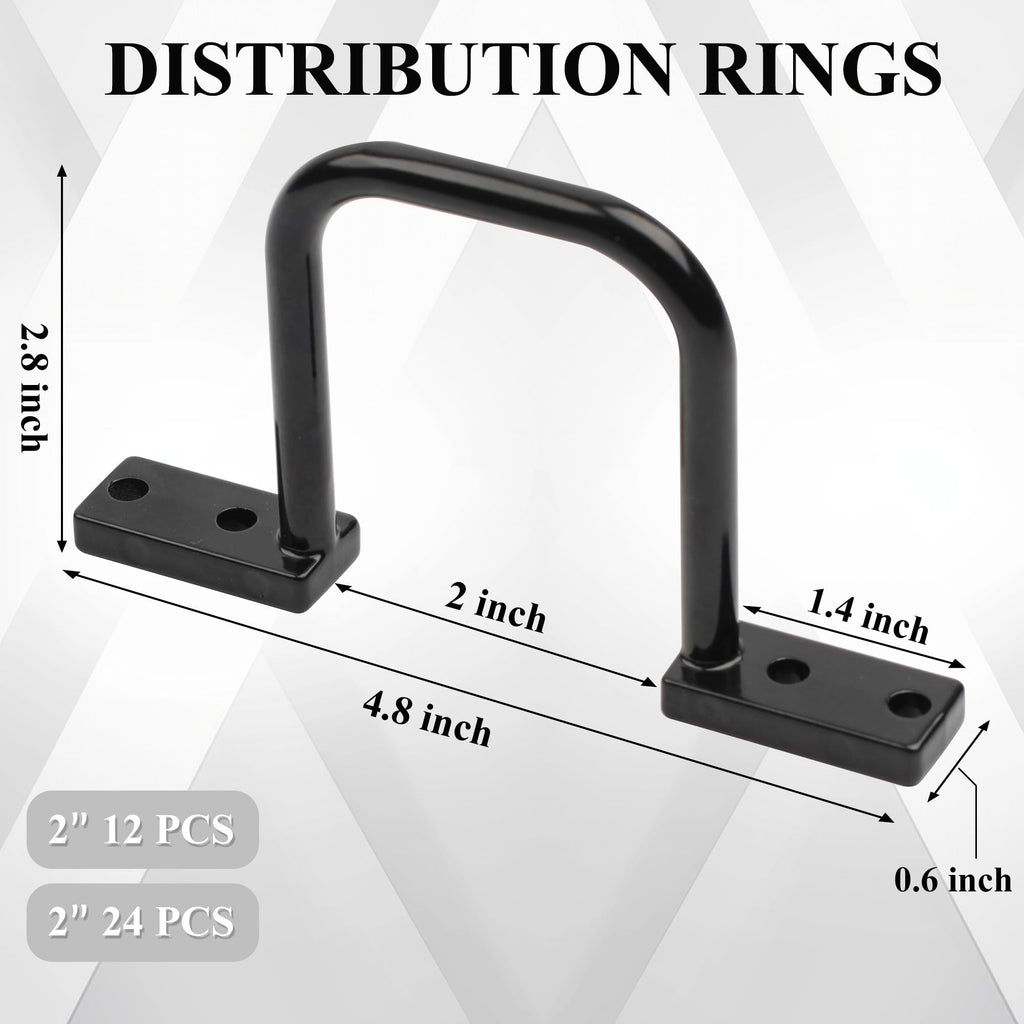 2" Aluminum Cable Management D Ring 24 Pack Cable Organizer Black