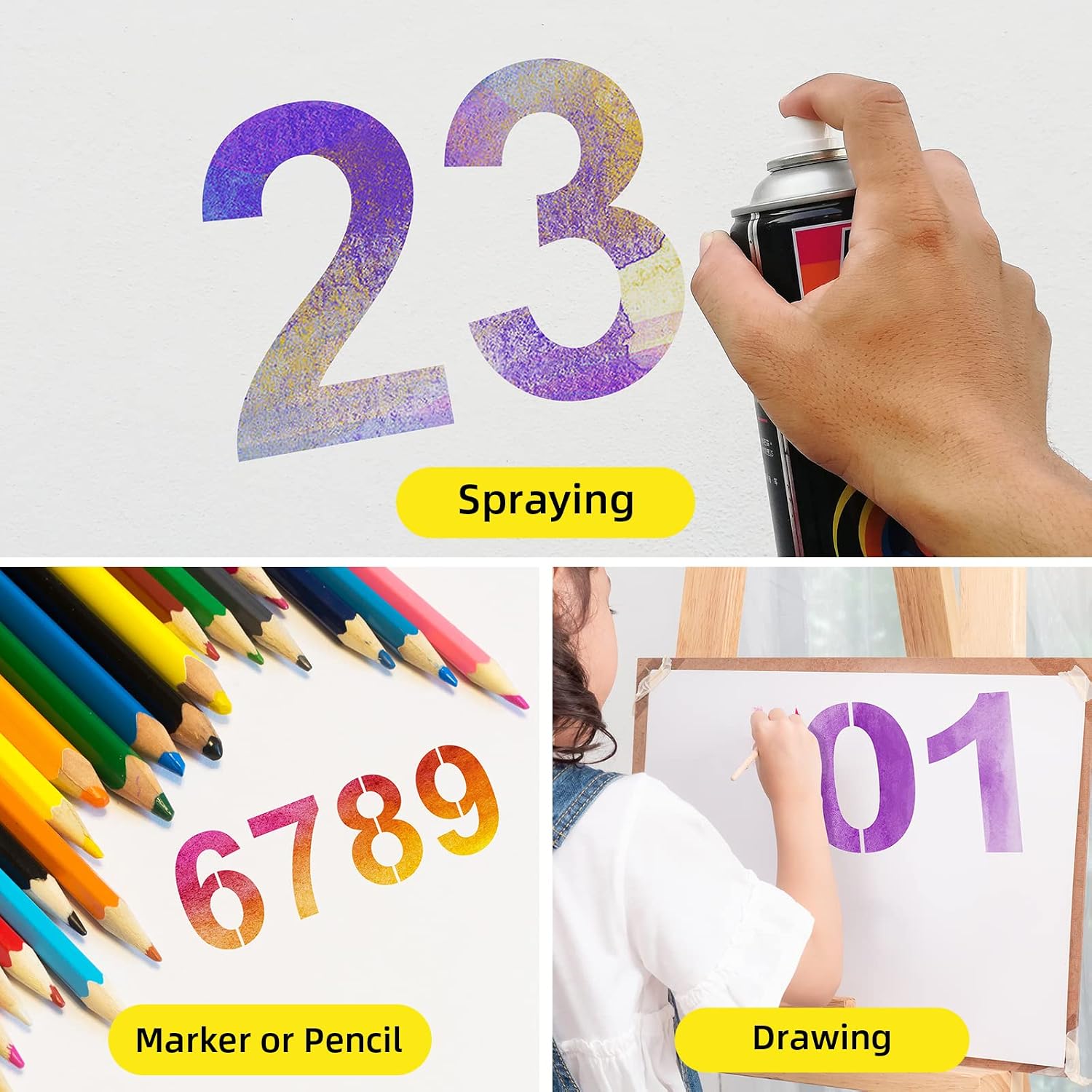 12 Inch Large Number Stencils Reusable Plastic Digital Templates for Cake Address Painting
