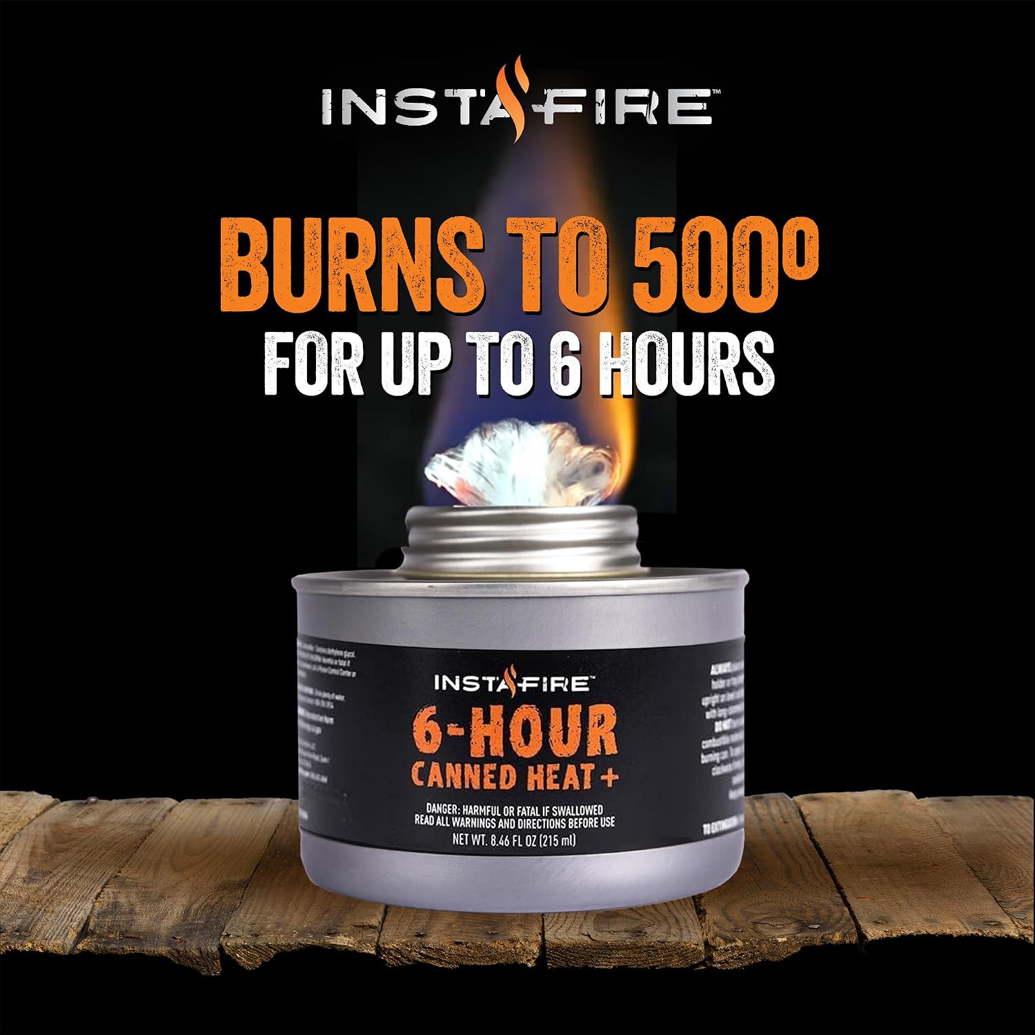 InstaFire 6-Hour Canned Heat (24 Cans), Canned Heat for Cooking, Canned Heat for Food, Heat for Camping, Heat for