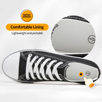 Womens White Tennis Shoes for Women,Lace up Canvas Sneakers Black US8