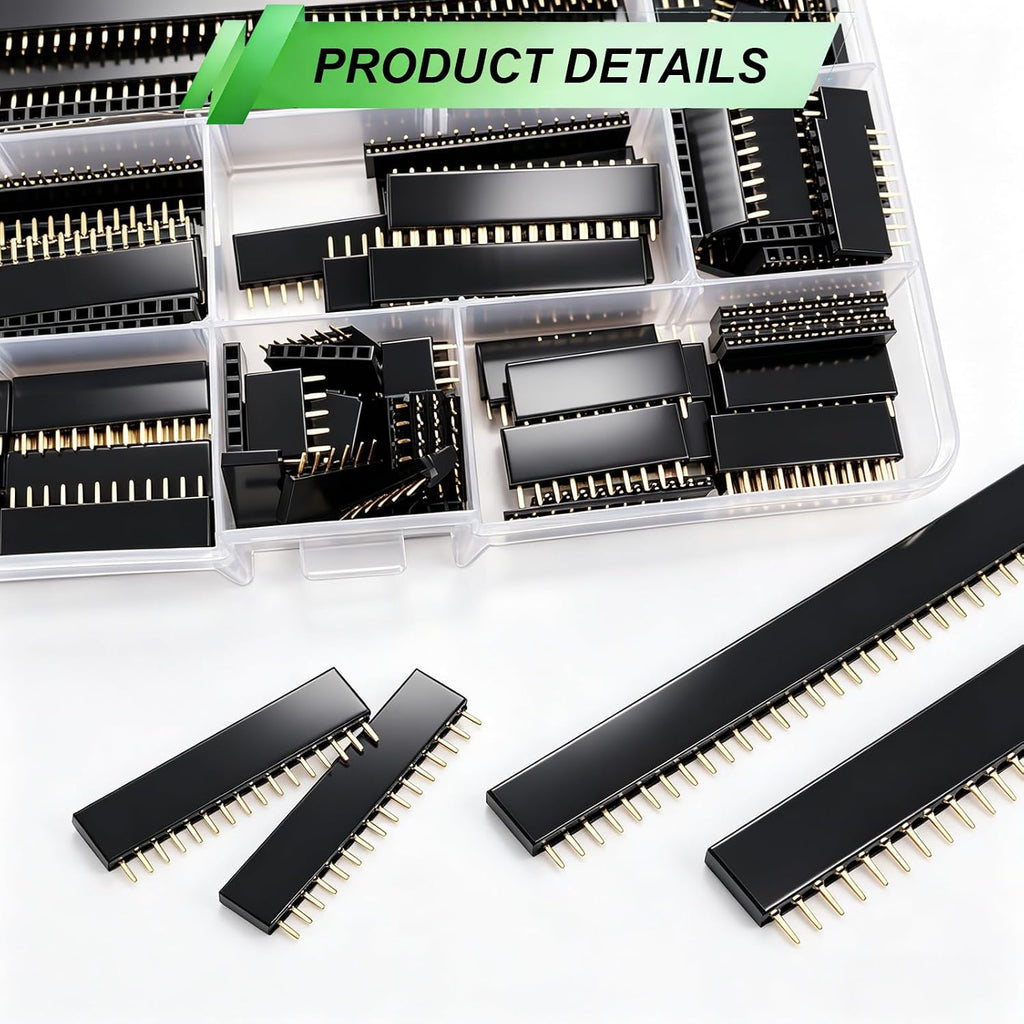 104PCS 2.54mm Male and Female Pin Header Connector Assortment Kit