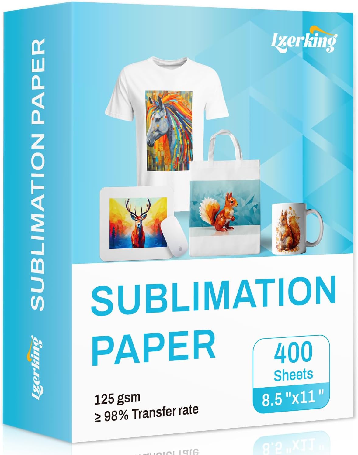 Sublimation Paper 8.5x11 Inch 125gsm 400 Sheets | Heat Transfer Paper for Inkjet Printers - Ideal for Various