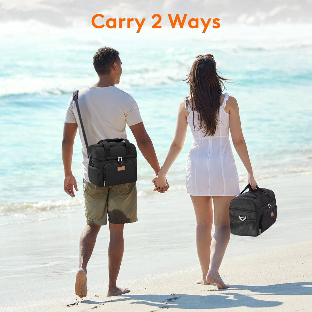 Insulated Cooler Bag, Large Leakproof Beach Cooler, Lightweight Portable Double Layer Soft-Sided Travel Ice Chest for