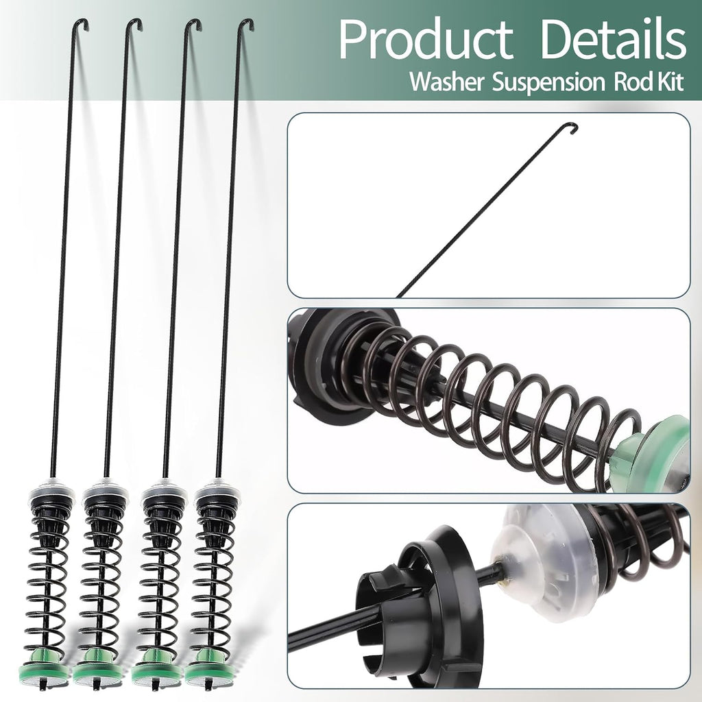 WTW5057LW0 MVW5430MW0 WTW5105HW1 Washer Suspension Rods Kit Fit for WTW5105HW0 MVW6230HW2 MVW6200KW1 WTW5105HW3 MVW6200KW3 WTW5100HW2 MVW6230HW1 MVW6200KW0 WTW6120HW0 MVW6230HW0 MVW6200KW2 WTW5100HC2