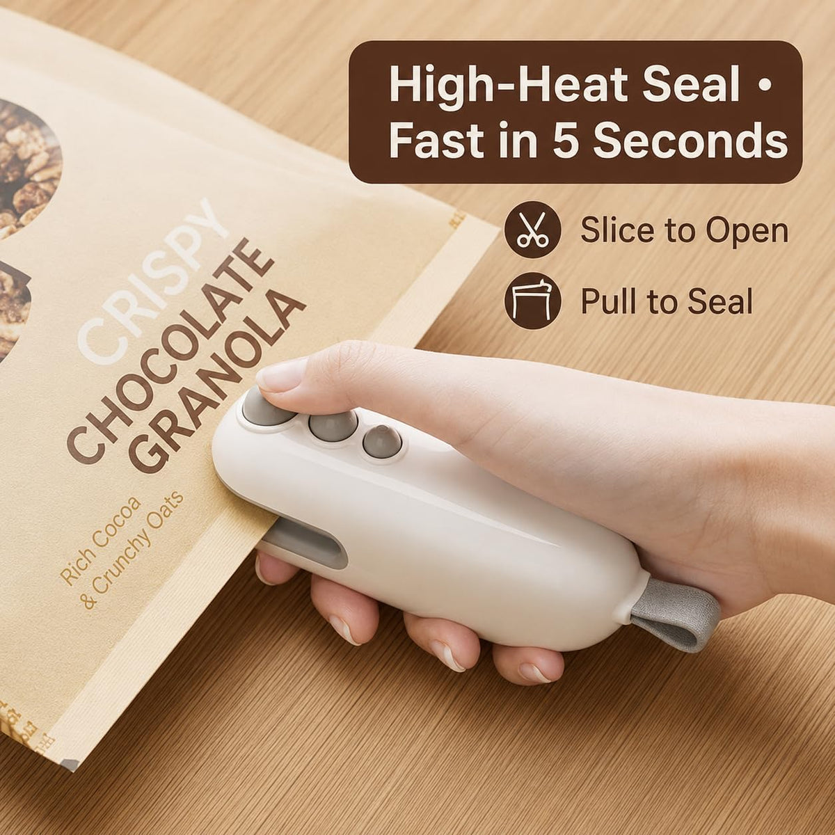 Mini Bag Sealer, Handheld Heat Sealer with USB-C Charging