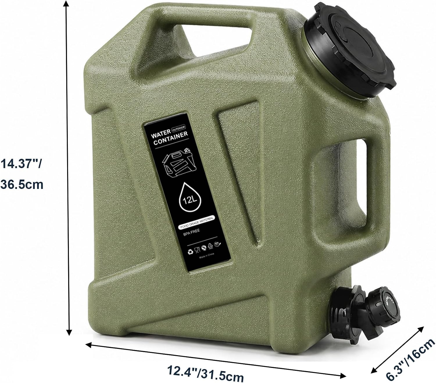 3.2/5 Gallon Water Jug with Spigot, Camping Water Jug, Water Storage Containers, BPA Free Water Container