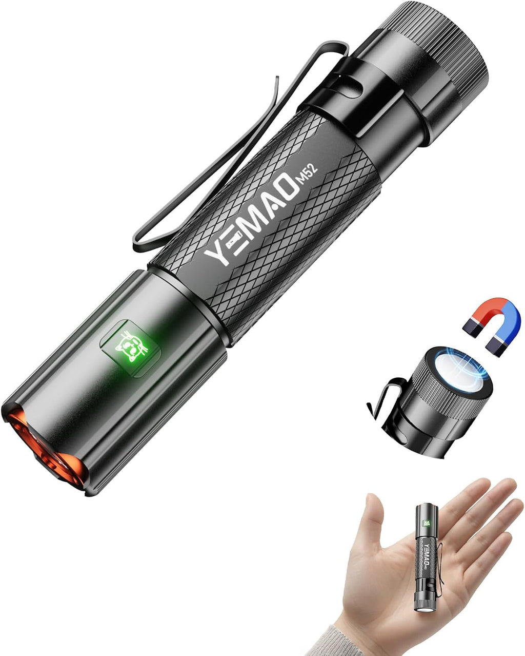 Rechargeable Flashlights 1500 Lumens EDC Flashlight,Pocket Flashlight High Lumens with Clip,Super Bright Small