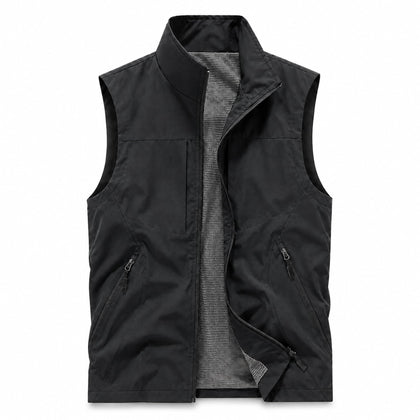 Men's Softshell Vest Lightweight Windproof Sleeveless Jacket with 4 Zipper Pockets for Golf, Travel, Hiking & Work