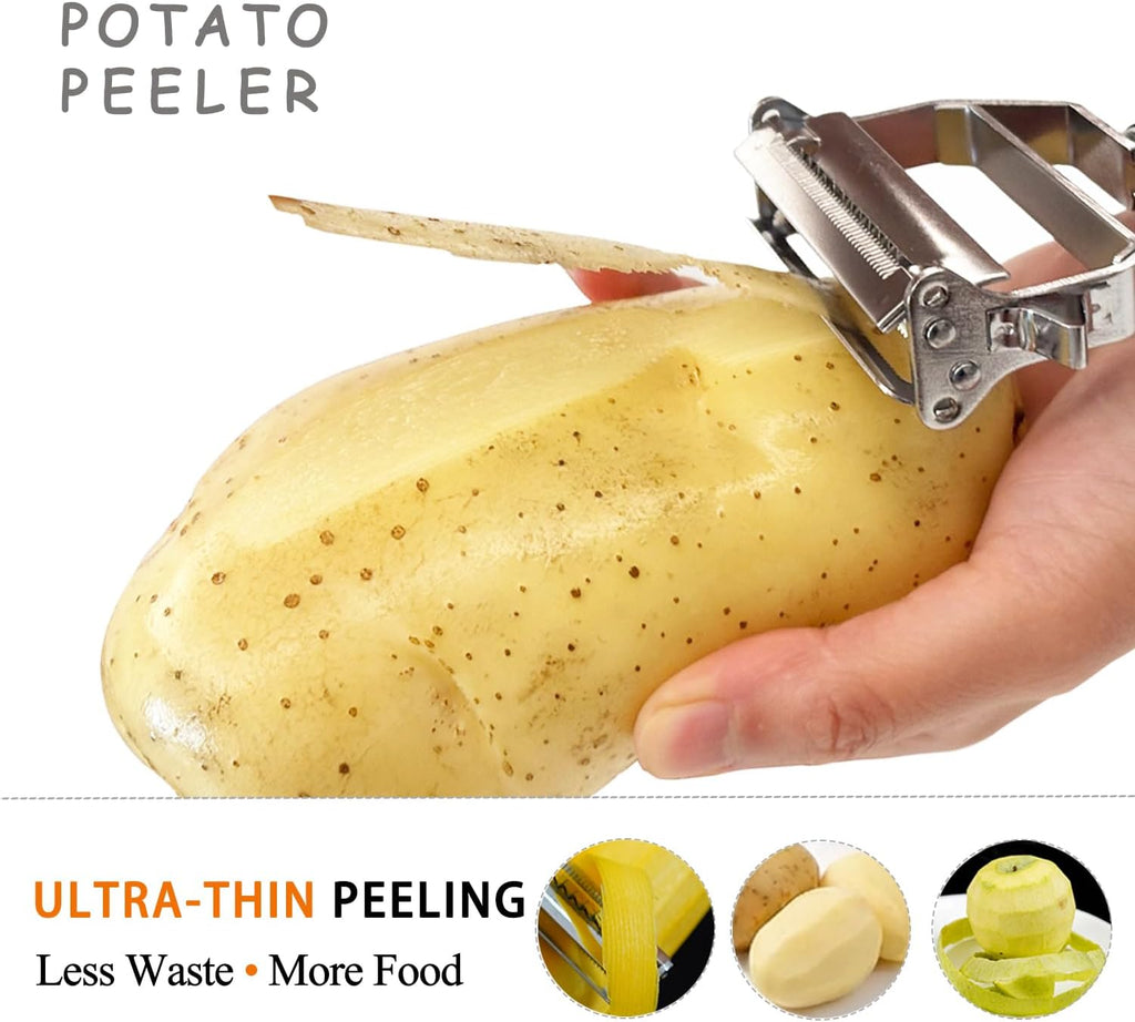 Potato Apple Vegetable Peeler Julienne Peeler for Kitchen - 3 in 1 Y Peeler for Fruit Veggie Carrot Cucumber