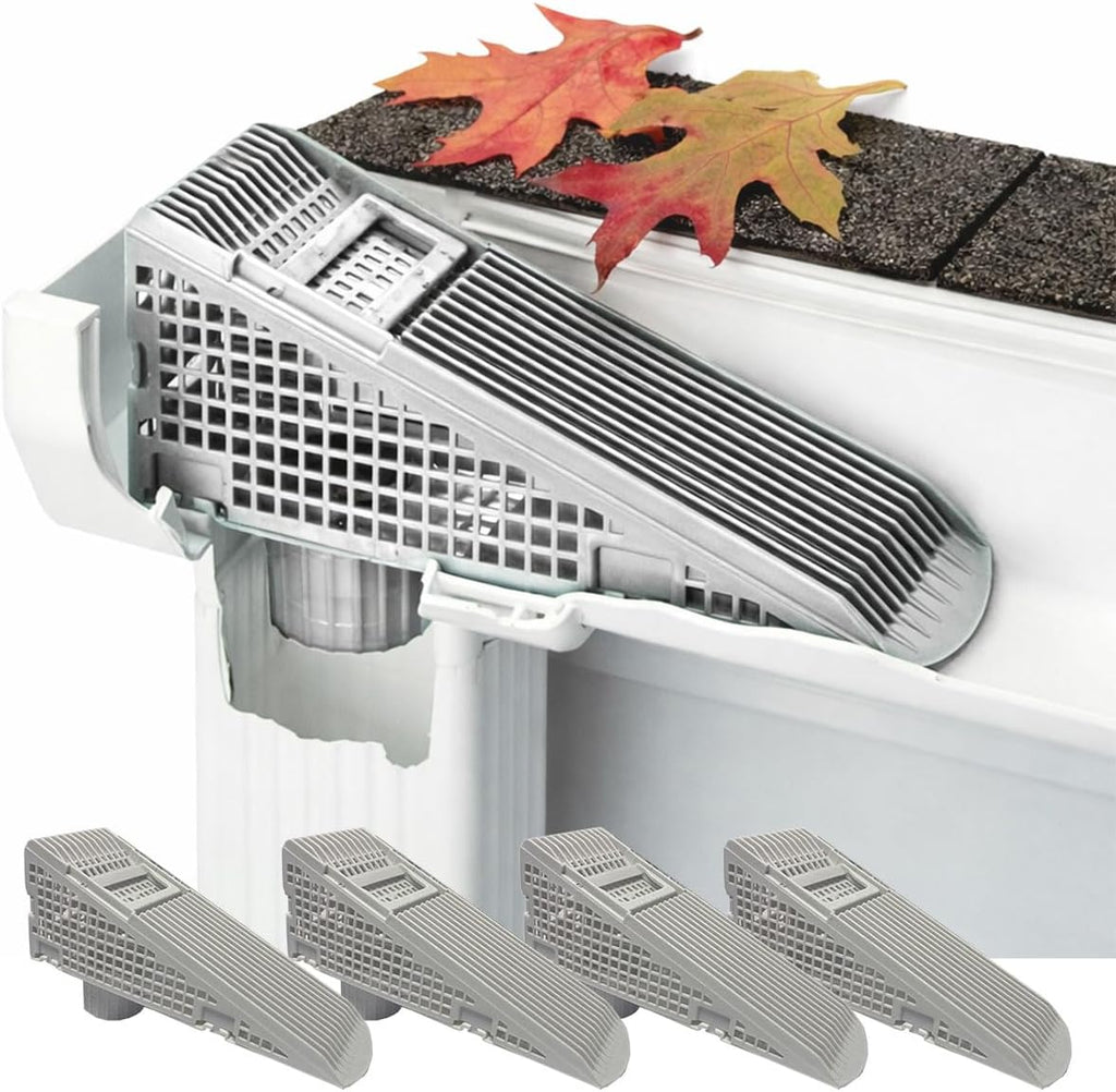 Wedge Downspout Gutter Guard for 5” Gutters – Prevents Clogs at Downspout, Leaf & Debris Blocker Insert, Connectable