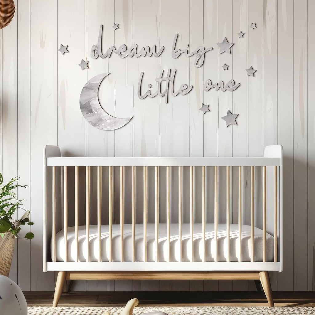 15 Pcs Moon and Stars Nursery Decor Dream Big Little One Wall Decor Boho Neutral Babyroom Wall Art Nursery Sign for