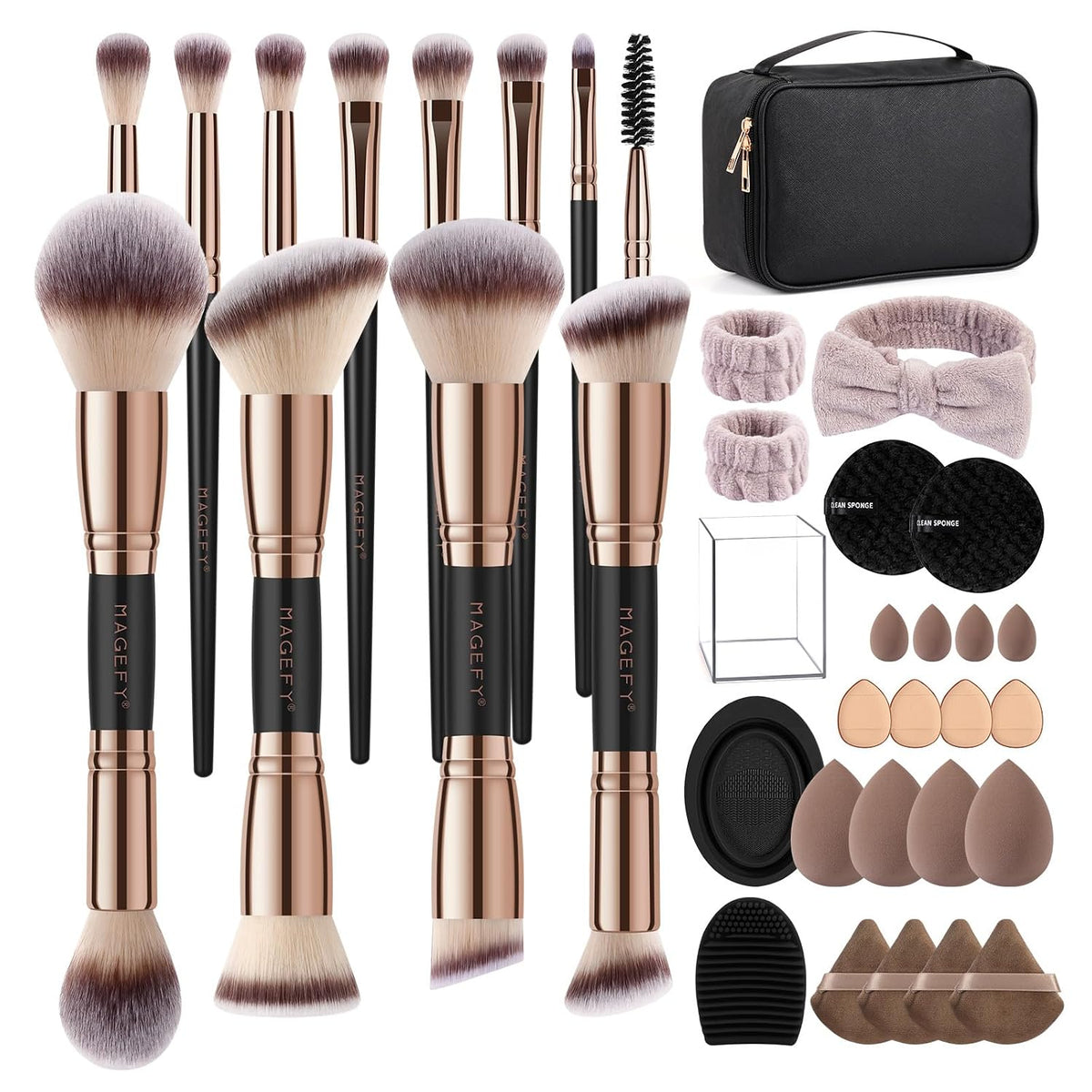 Makeup Brushes 37 Pcs Makeup Kit, Multi-functional Makeup Tool Set with Double-End Powder Blush Eyeshadows Brush Make