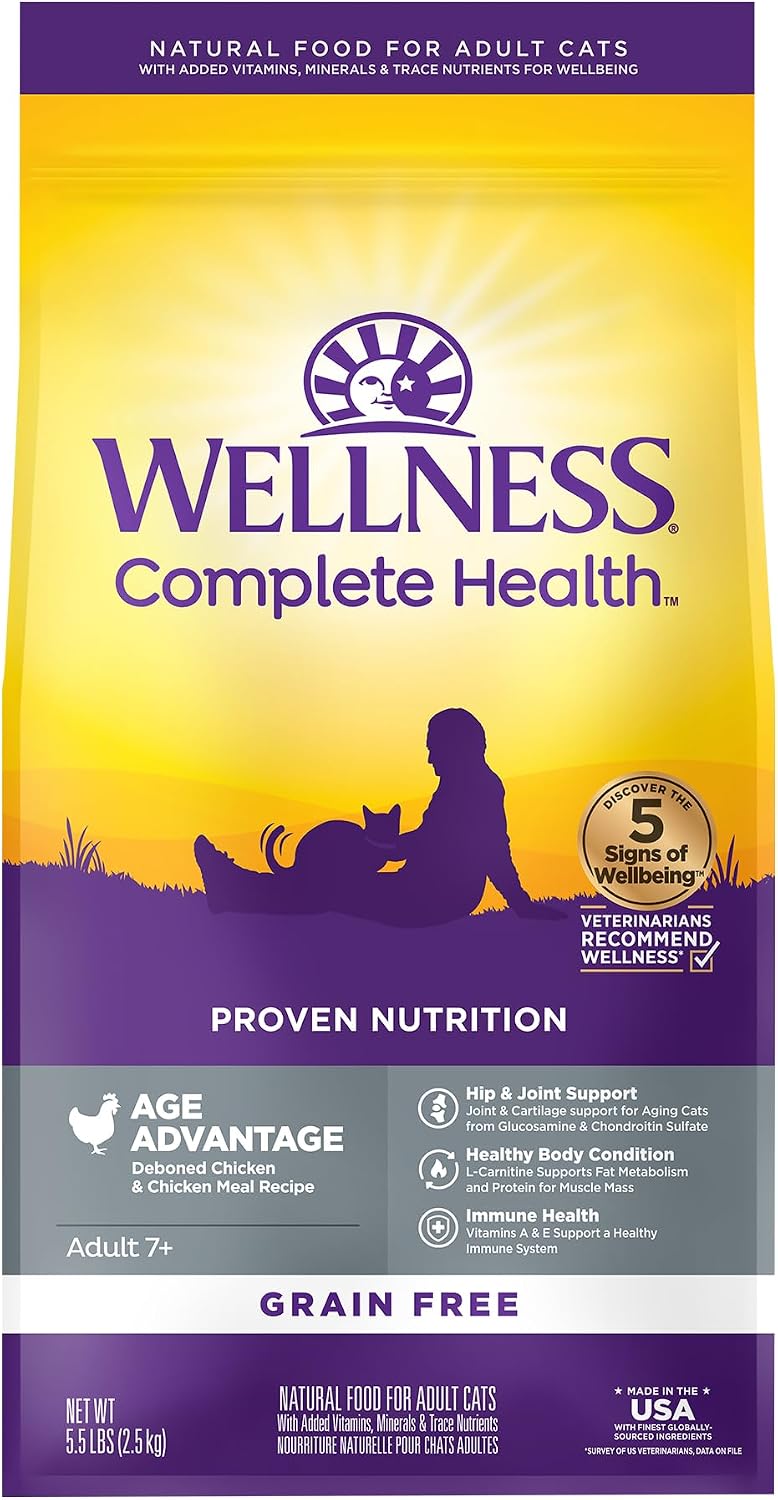 Complete Health Senior Dry Cat Food, Natural, Grain Free Kibble, Chicken Recipe, 5.5 lb Bag