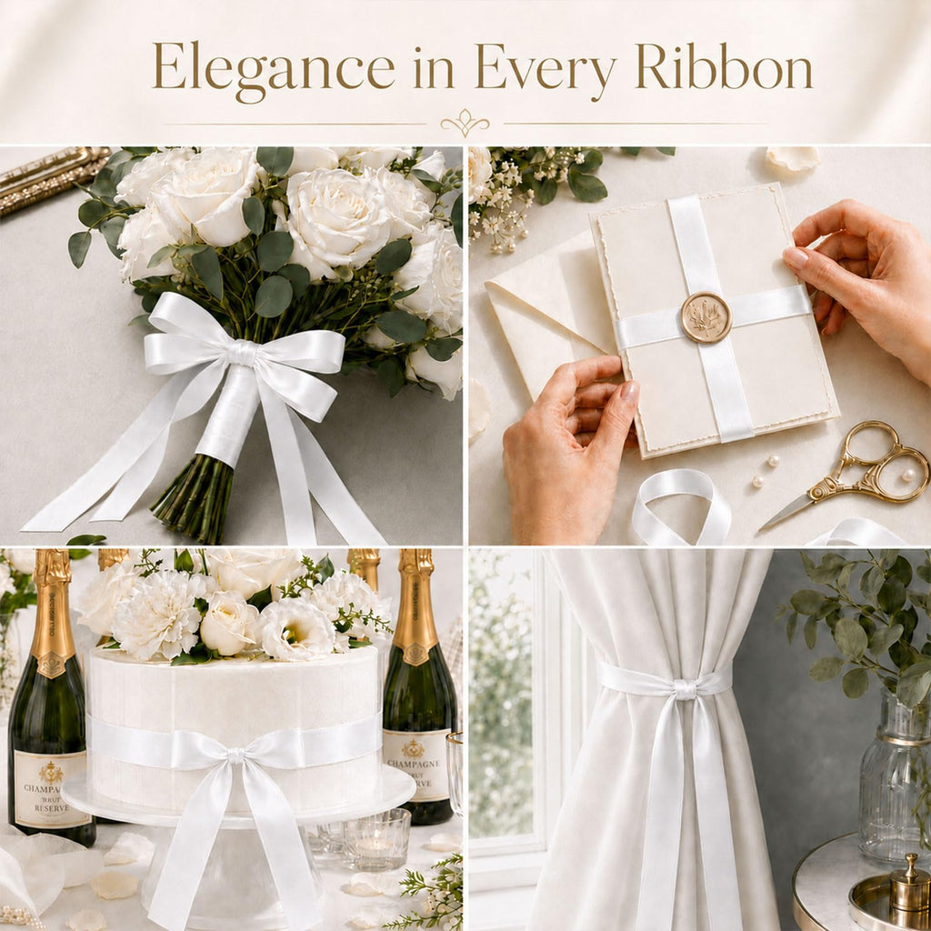 1 Inch Double Faced White Ribbon,Satin Ribbon Continuous 25 Yards