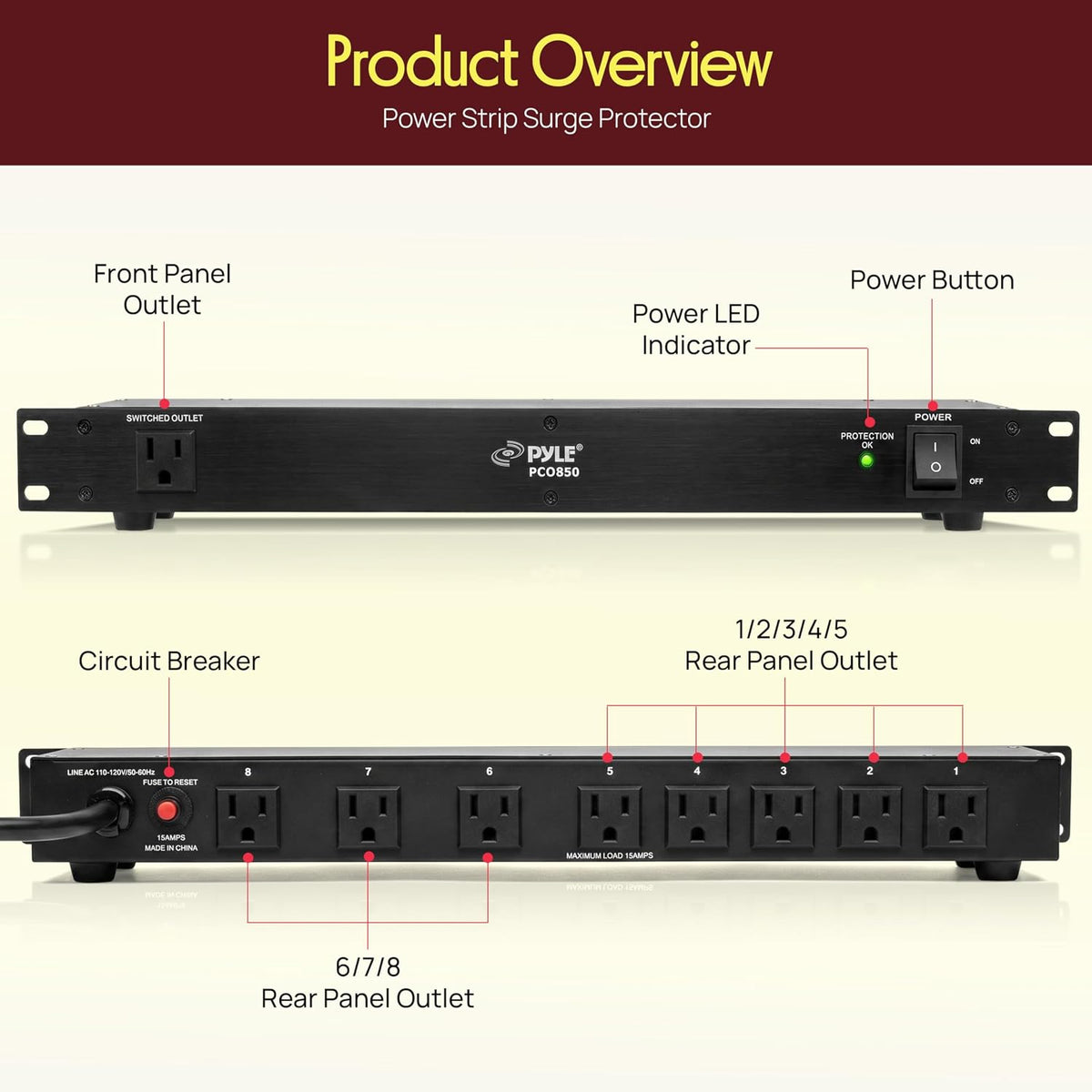 1U Rack Mount Power Conditioner – 7 Outlet Surge Protector