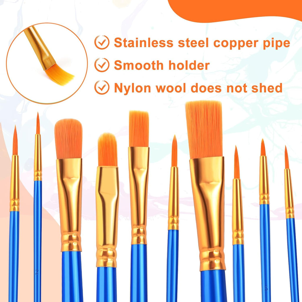 Paint Brush Set,6 Packs 60 Pcs Nylon Hair Paint Brushes for Acrylic Painting,Artist Paintbrushes for