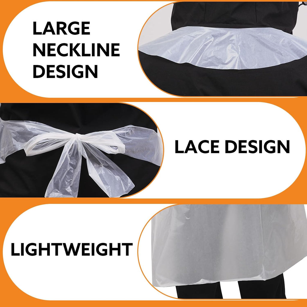 100pcs Disposable Apron, 46"x29" Plastic Poly Apron for Kitchen, Party, Painting - White